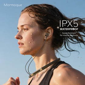 MORMOQUE neckband headphones with Bluetooth 5.3 for fast pairing and low latency