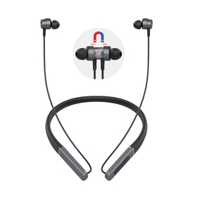 MORMOQUE neckband headphones with magnetic switch for easy on-off and tangle-free storage