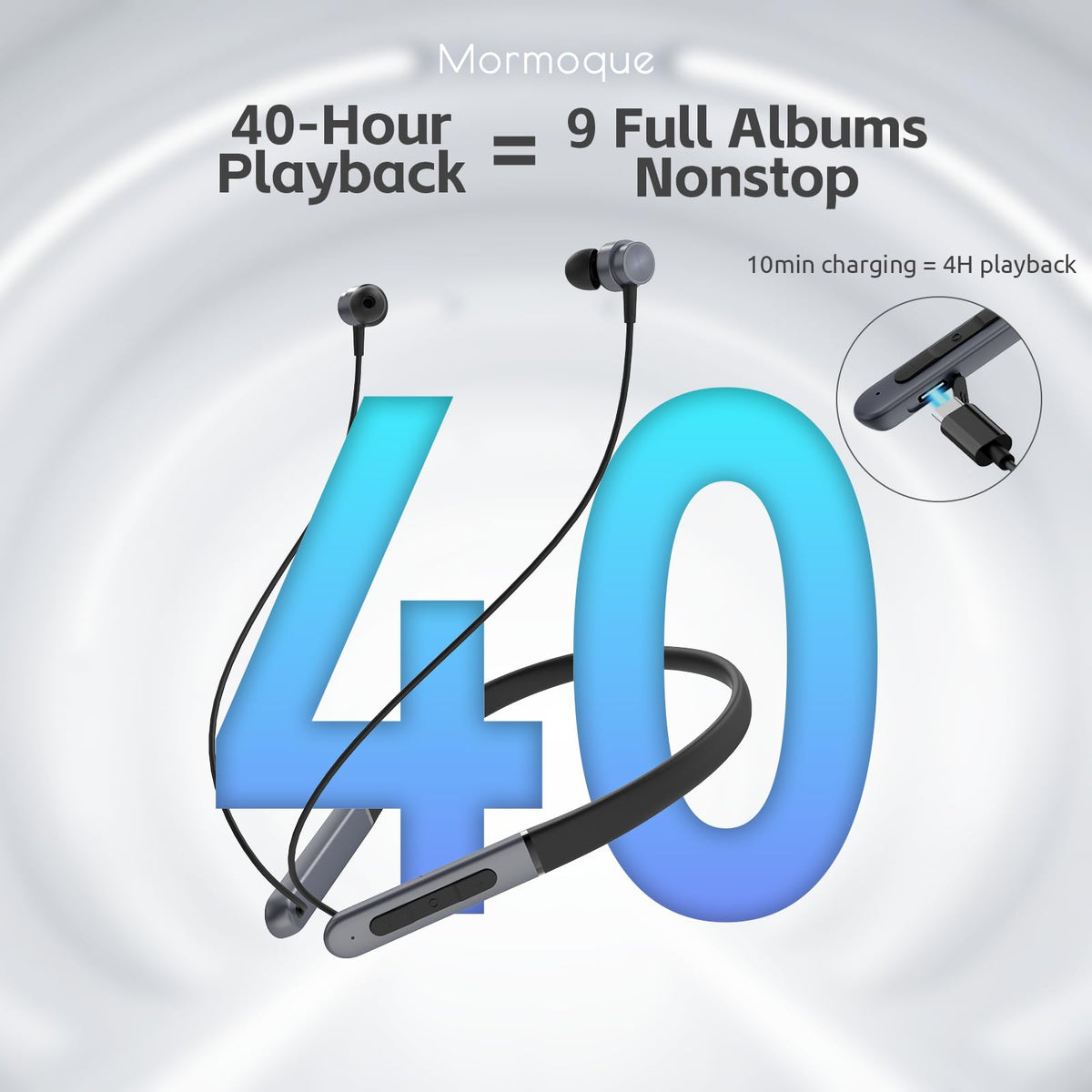 MORMOQUE Ultra-light 43g neckband for secure, comfortable wear during workouts