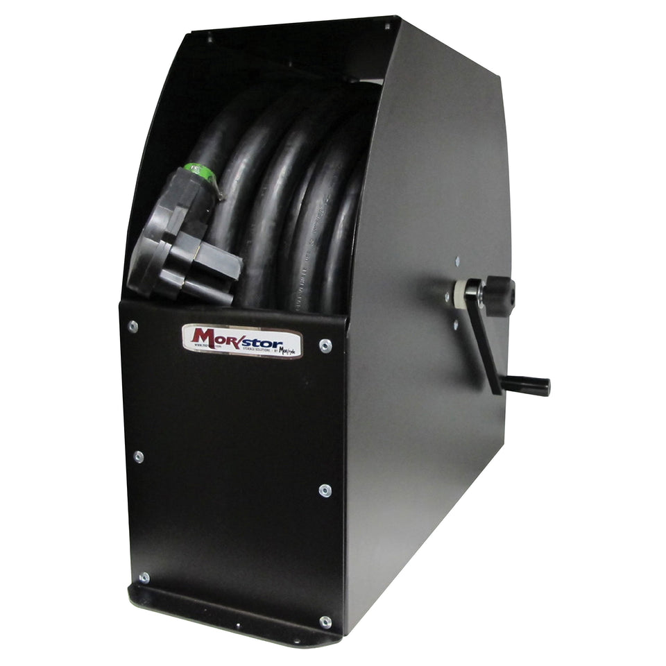 MORryde Reel56 Easy Reel Cord Spooler tall black for neat storage and quick winding.