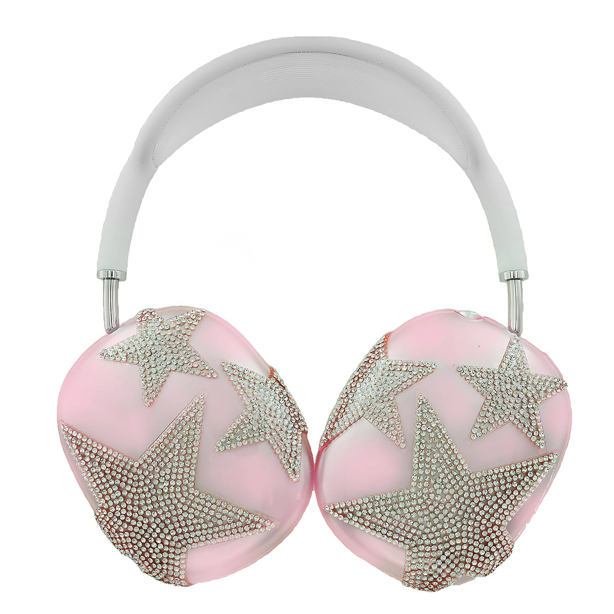 MORWLAT AirPods Max case with pink stars and glittering rhinestones for stylish protection.