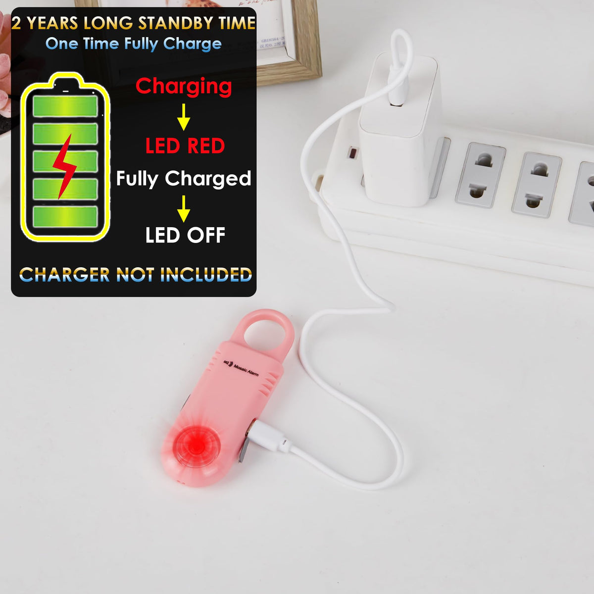 Mosaic Alarm carabiner clip for bags and belts.