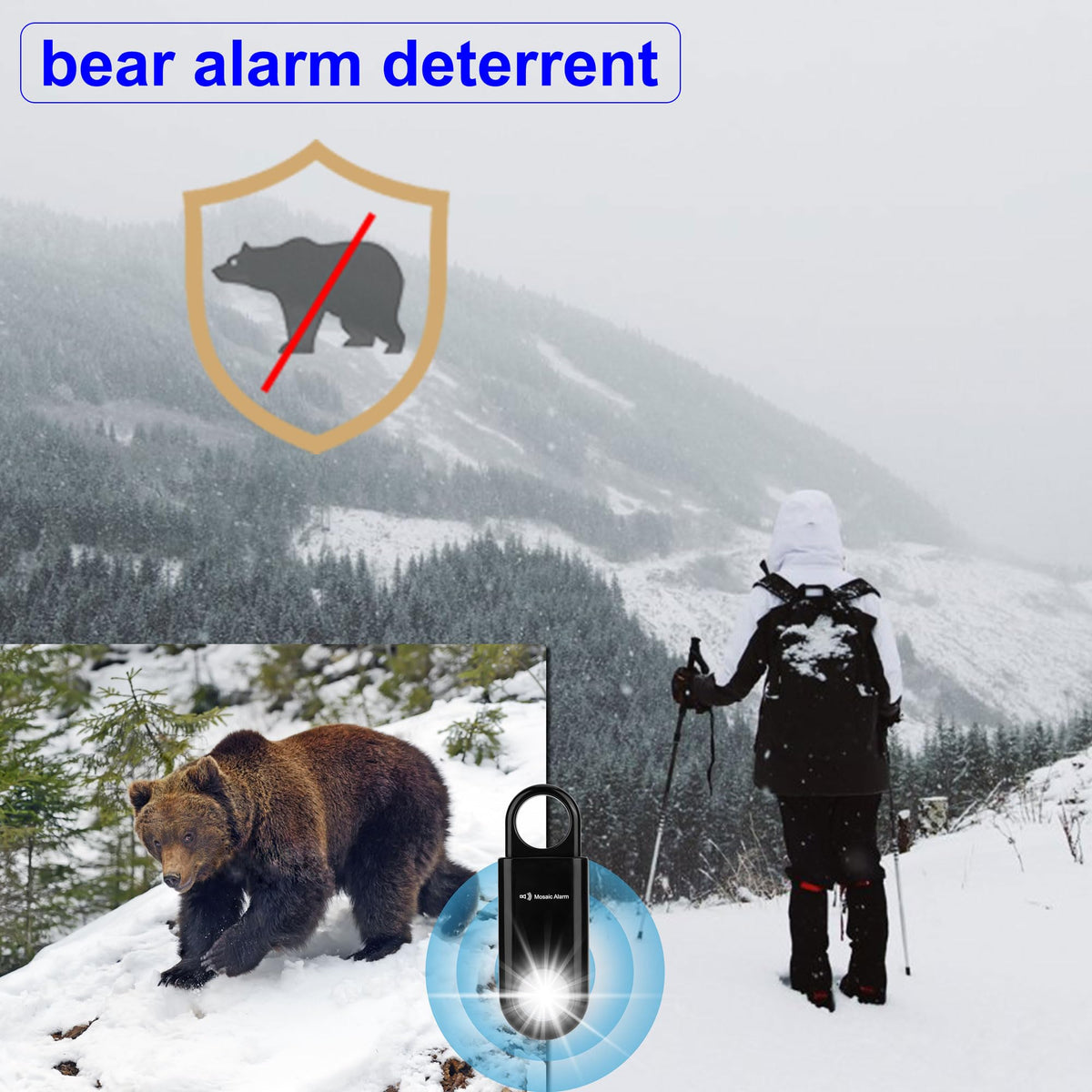 Mosaic Alarm carabiner clip attachment for purses and backpacks