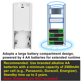 Mosaic Alarm four AA batteries offer long standby.