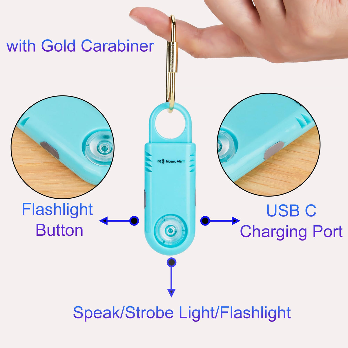 Mosaic Alarm night visibility and safety with bright strobe.