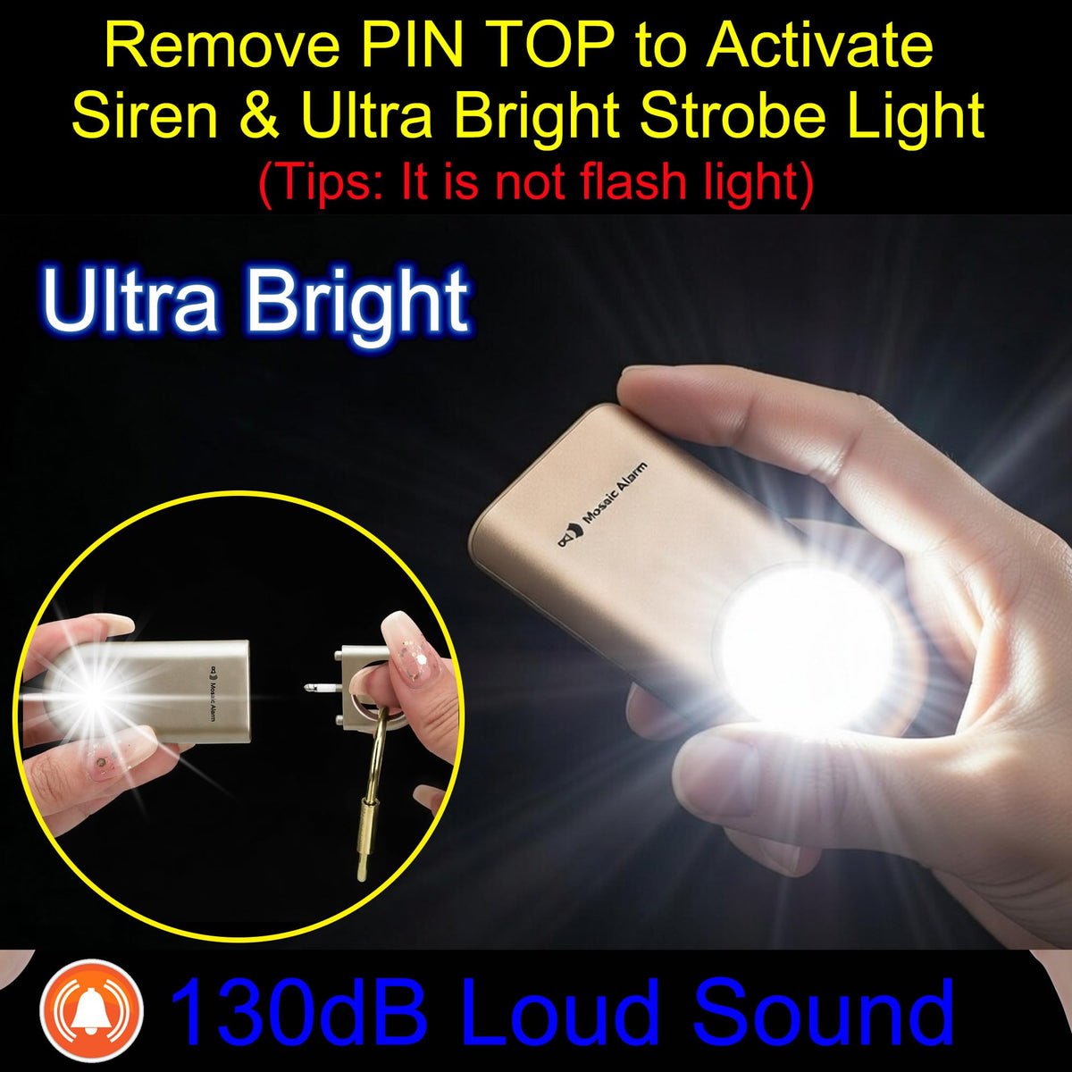 Mosaic Alarm pull pin top activation for immediate alert