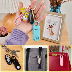 Mosaic Alarm SOS keychain with carabiner clip for everyday carry.