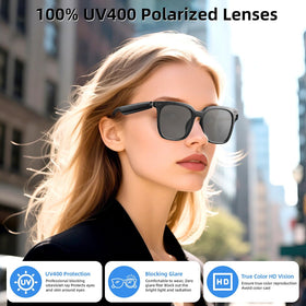 Moscrea Smart Glasses Bluetooth 5.4 enable hands-free calls and easy controls.