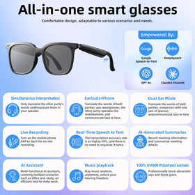 Moscrea Smart Glasses open-ear design lets you listen to music and conversation simultaneously.