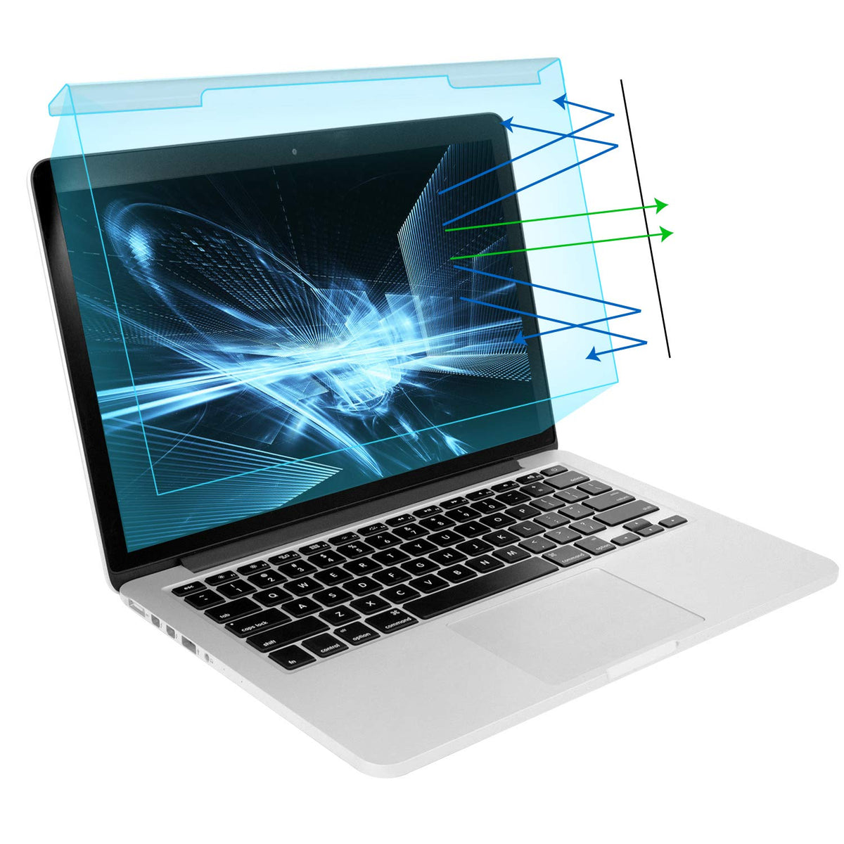 MOSISO blue light blocking screen protector for laptops reduces eye strain while preserving screen clarity.