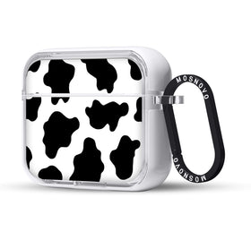 MOSNOVO AirPods 3rd Gen cow-print case front view with stylish, scratch-resistant protection.