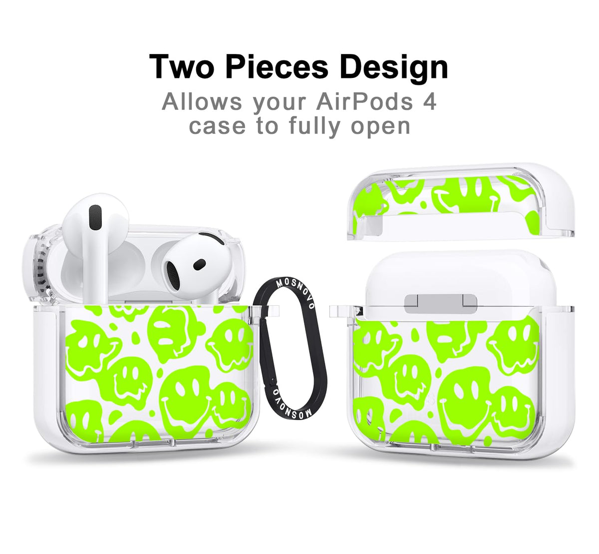 Clear MOSNOVO AirPods 4 case maintaining clarity and finish