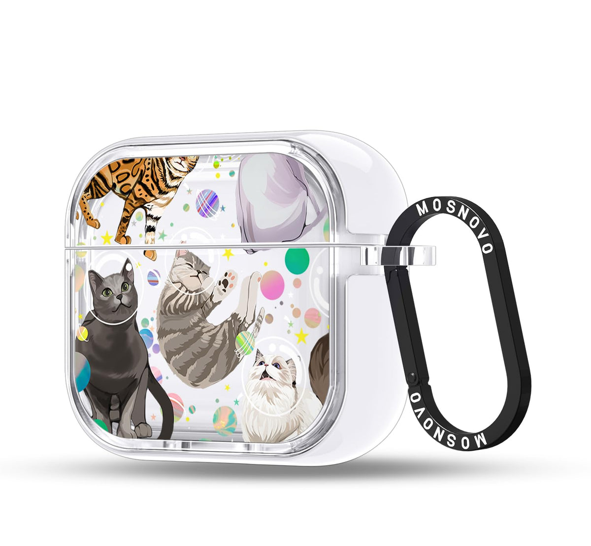 MOSNOVO AirPods 4 case with clear finish and shockproof protection.