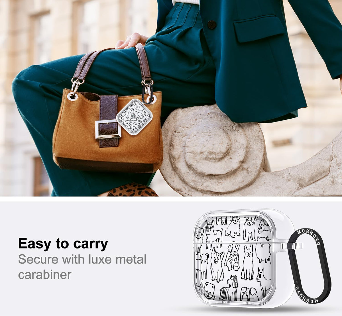 MOSNOVO AirPods 4 case, corner view, enhanced drop protection for daily use.