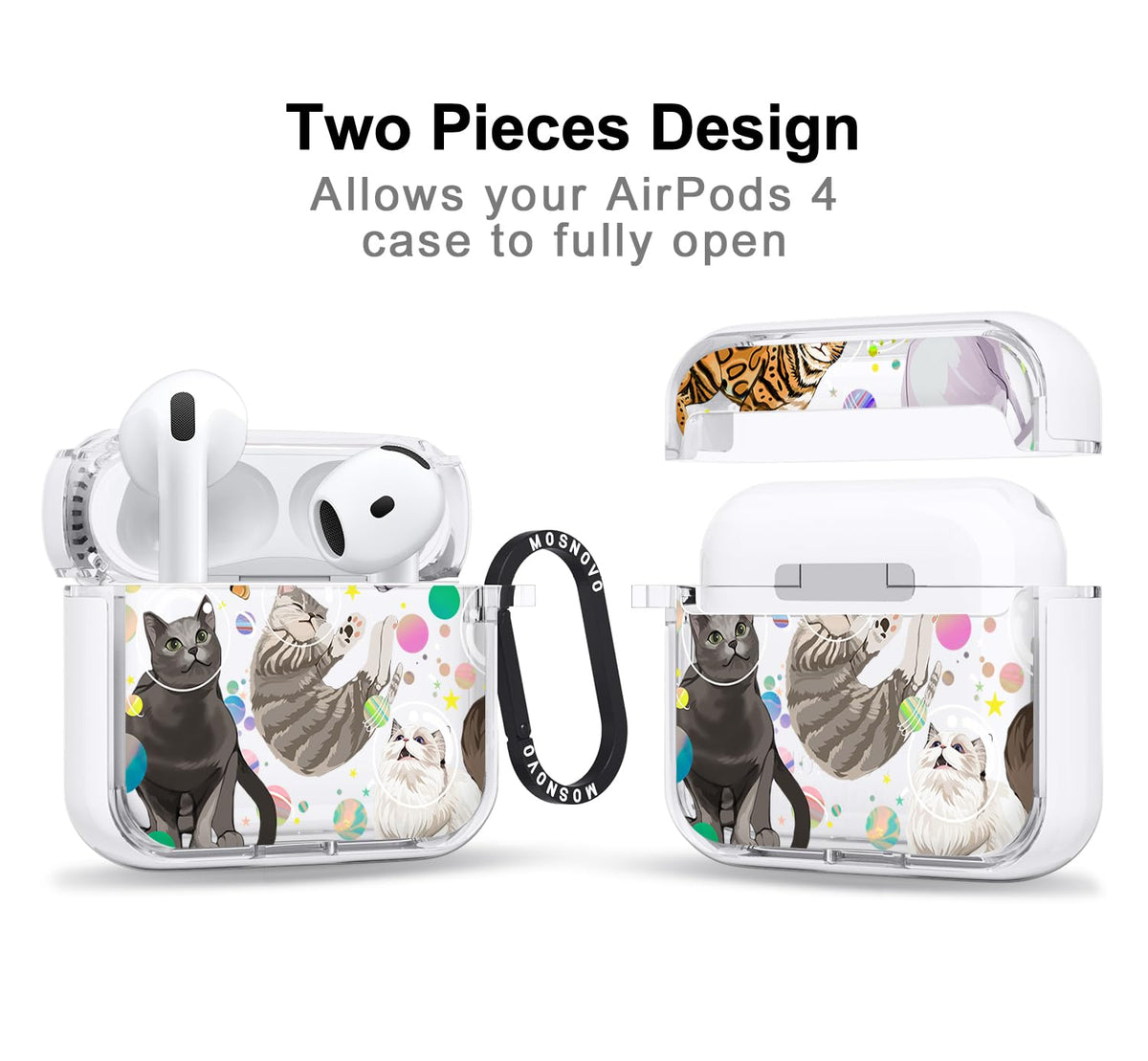 MOSNOVO dual-layer AirPods 4 case offers drop protection and precise fit.