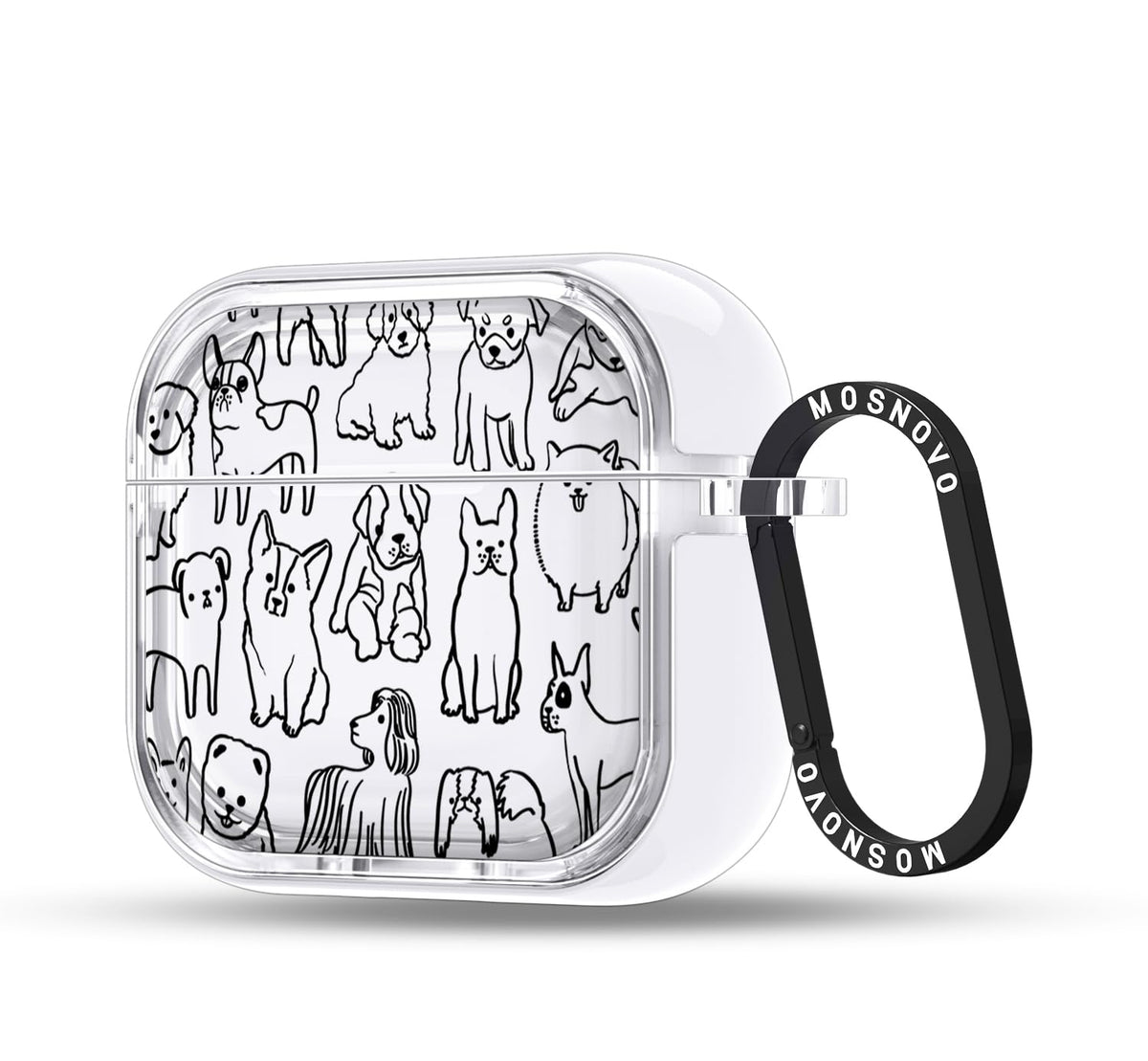 MOSNOVO AirPods 4 case, front view, clear protection with a secure metal ring.
