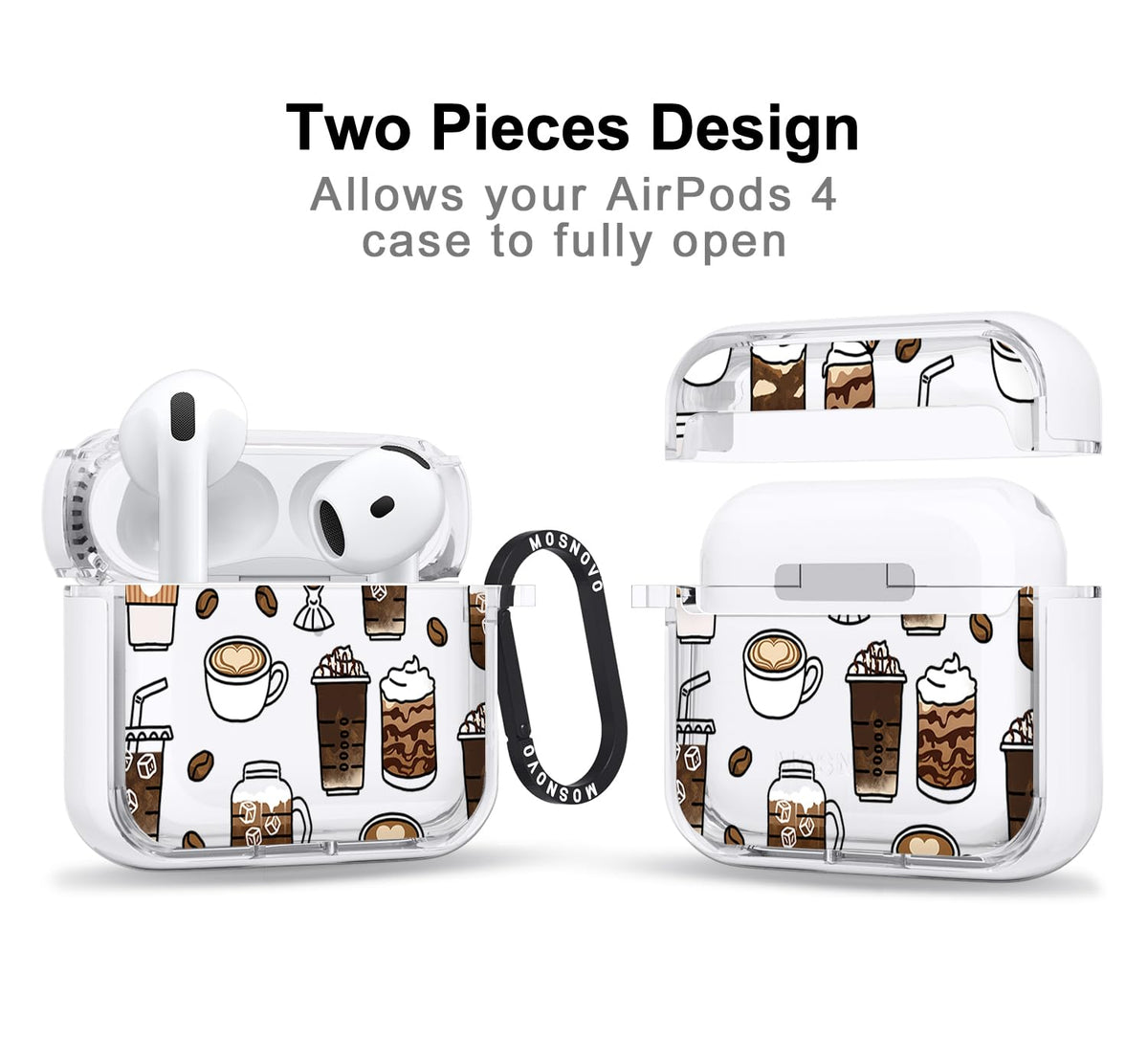 MOSNOVO AirPods 4 case featuring a luxe metal ring for quick access