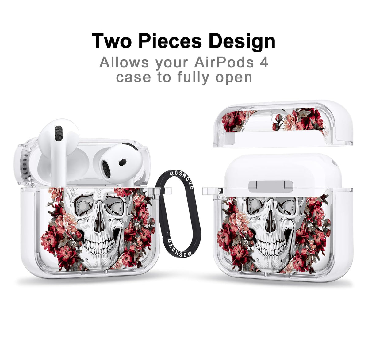 MOSNOVO AirPods 4 case with luxe metal ring for quick access.