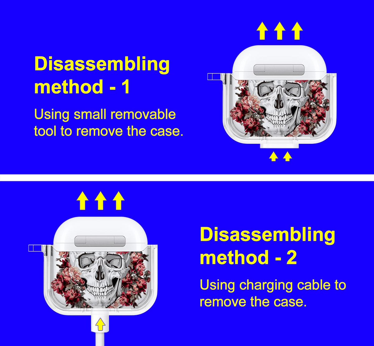 MOSNOVO AirPods 4 case with red flower skull design and protection.