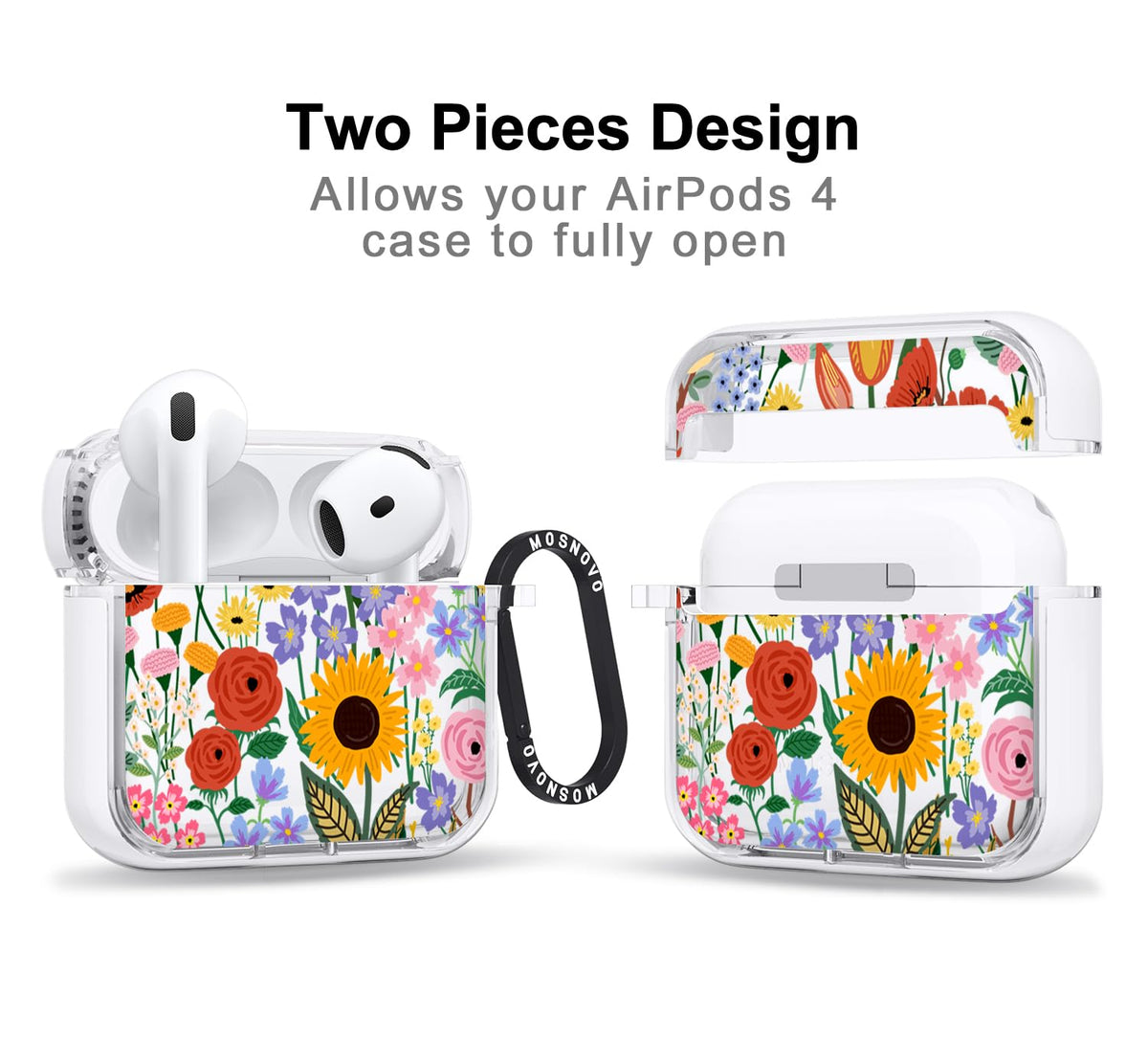 MOSNOVO AirPods 4 case side view shows slim, shockproof profile.