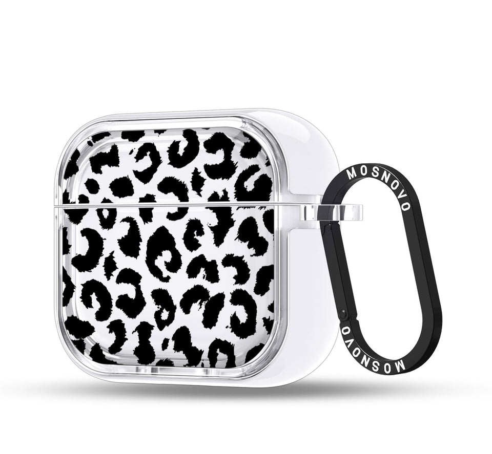 MOSNOVO front view of case showing clear shell and black leopard ring for style
