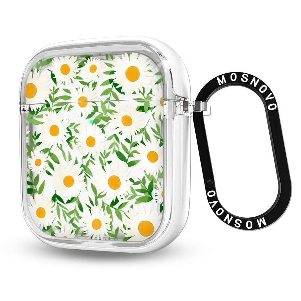 MOSNOVO AirPods case with daisies clear design protects on the go.