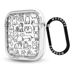 MOSNOVO AirPods Case Doodle Dog clear front view for transparent protection