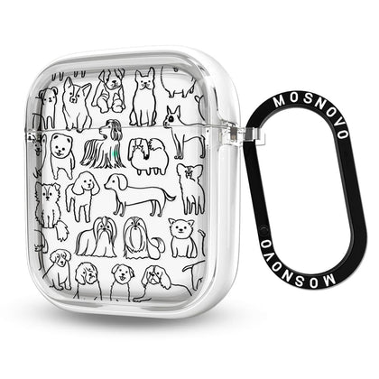 MOSNOVO AirPods Case Doodle Dog clear front view for transparent protection