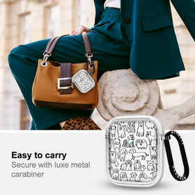 MOSNOVO AirPods Case Doodle Dog luxe metal ring close-up for easy access