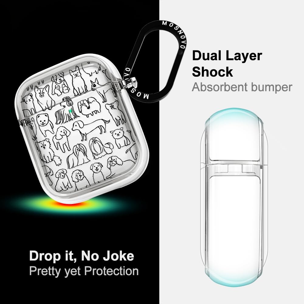 MOSNOVO AirPods Case Doodle Dog wireless charging with case on