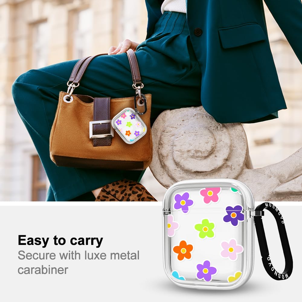 MOSNOVO AirPods case featuring luxe metal ring for easy access.