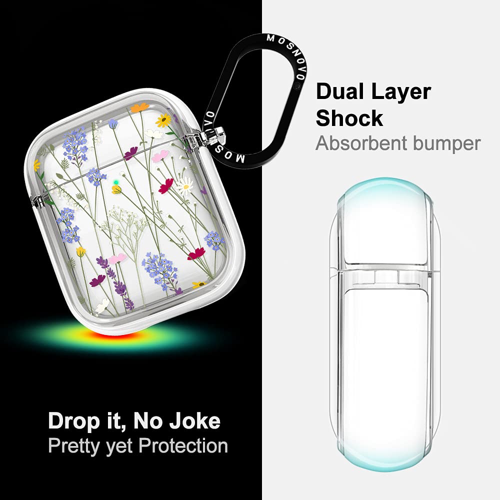 MOSNOVO AirPods case with premium metal ring for easy access and grip.