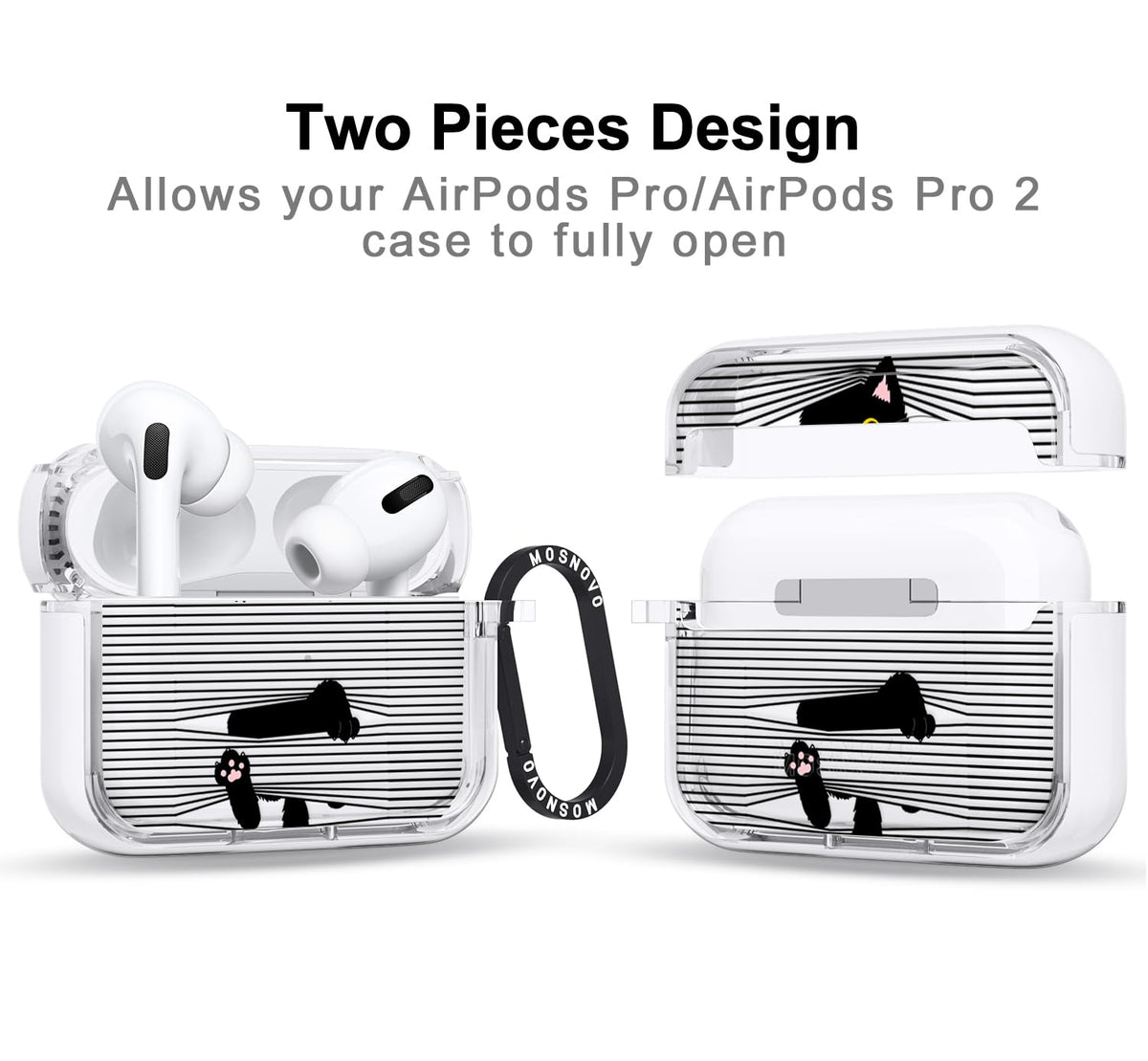 MOSNOVO AirPods Pro 2 case in clear dual-layer design for protection