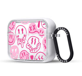 MOSNOVO AirPods Pro 2 case with pink dripping smiles front for daily style.