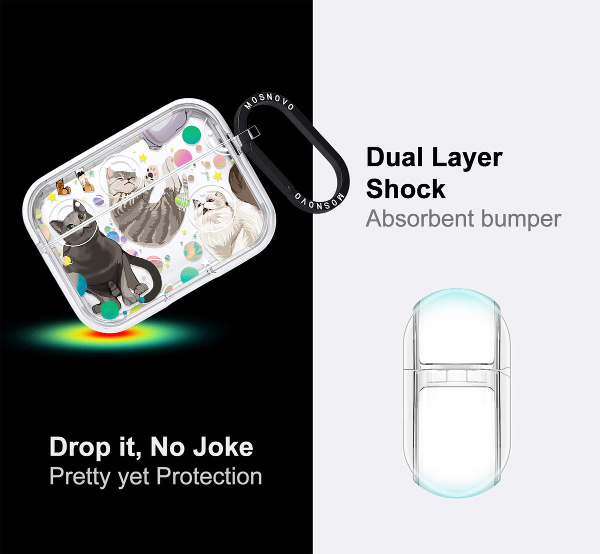 MOSNOVO AirPods Pro 2 case stays clear thanks to antioxidant layer.