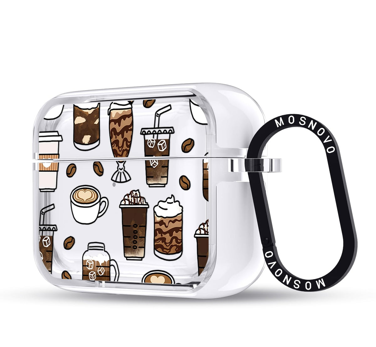 MOSNOVO clear Coffee case front view showing profile and protection benefits