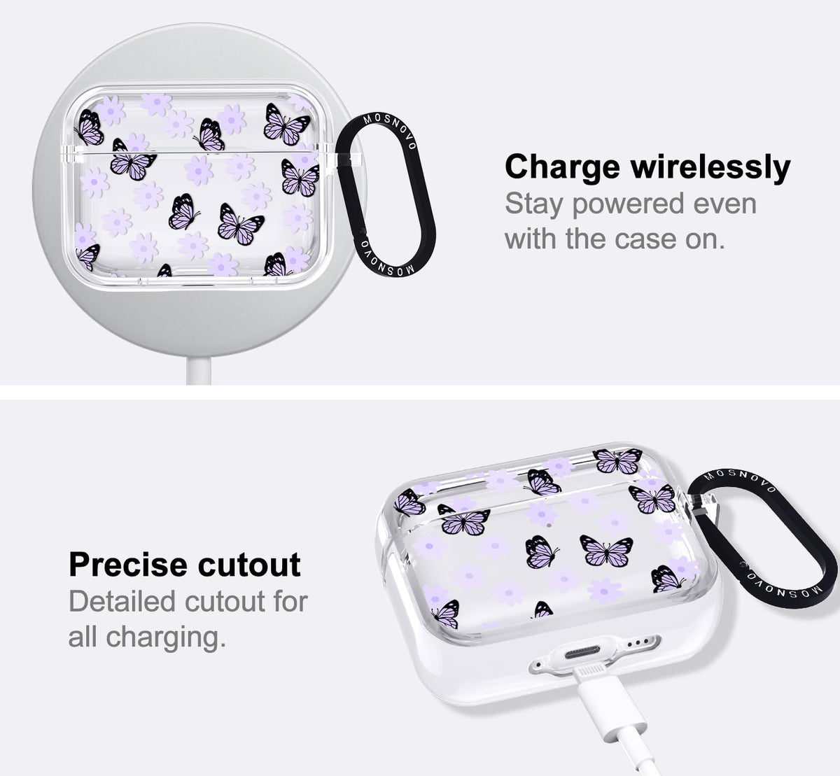 MOSNOVO open lid showing precise fit and charging access