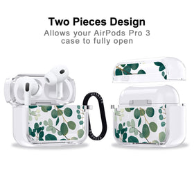 MOSNOVO side profile of AirPods Pro 3 case in eucalyptus showing slim design benefit