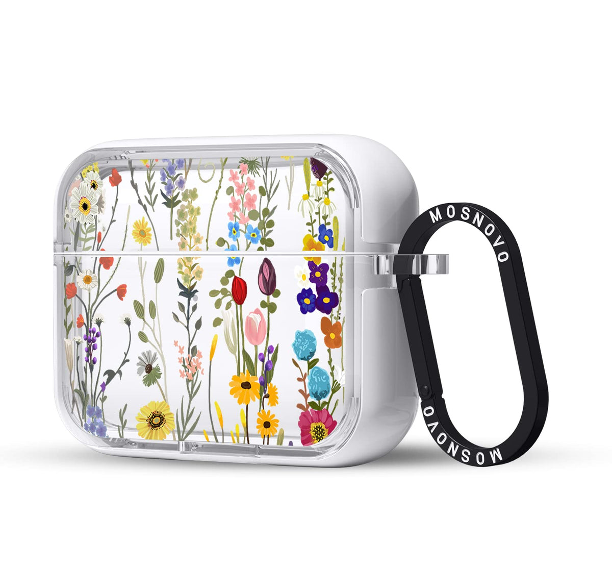MOSNOVO AirPods Pro Meadow case front view shows clear protection and dual-layer design