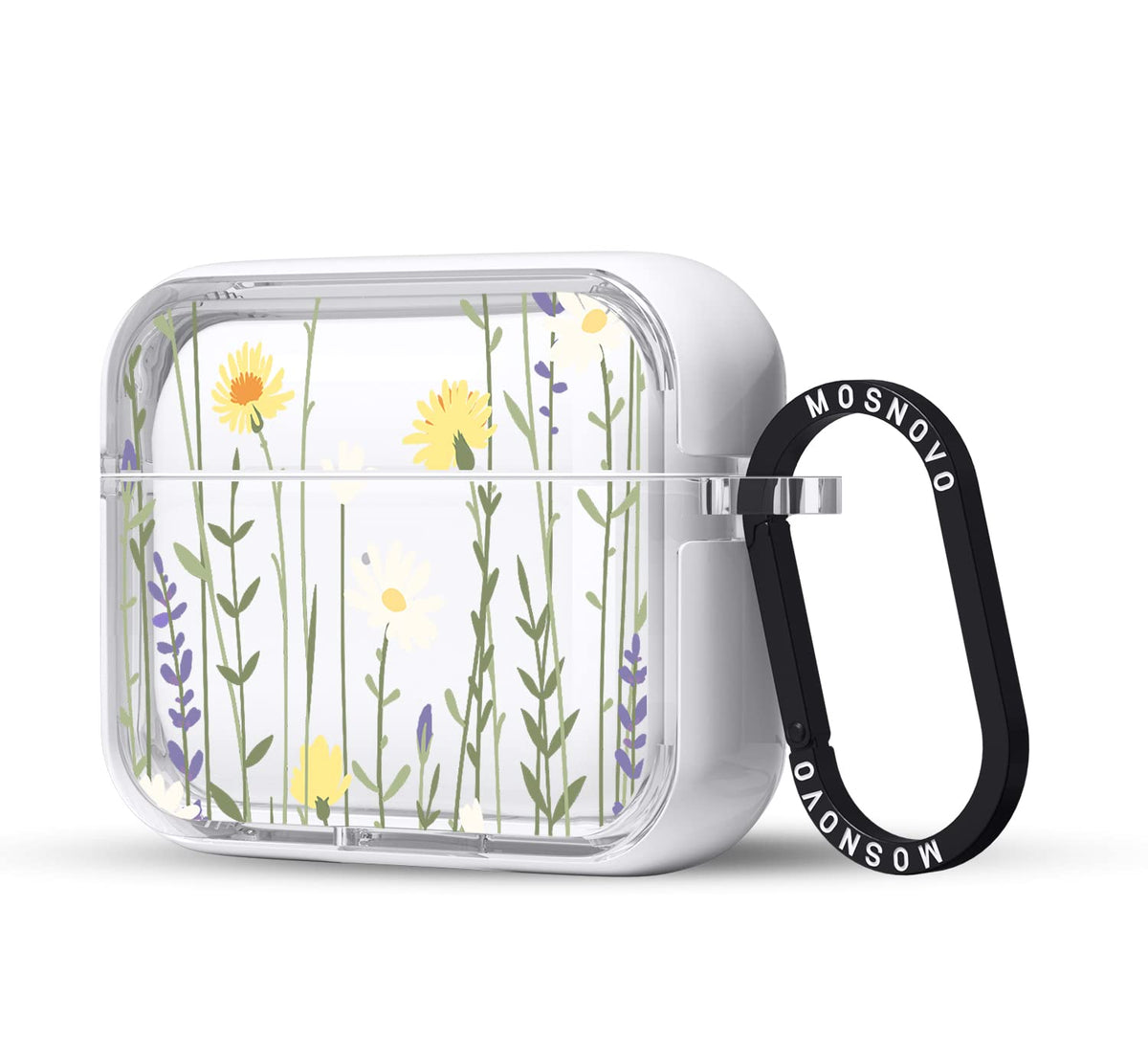 MOSNOVO AirPods Pro case, front view, clear protection with stylish grip