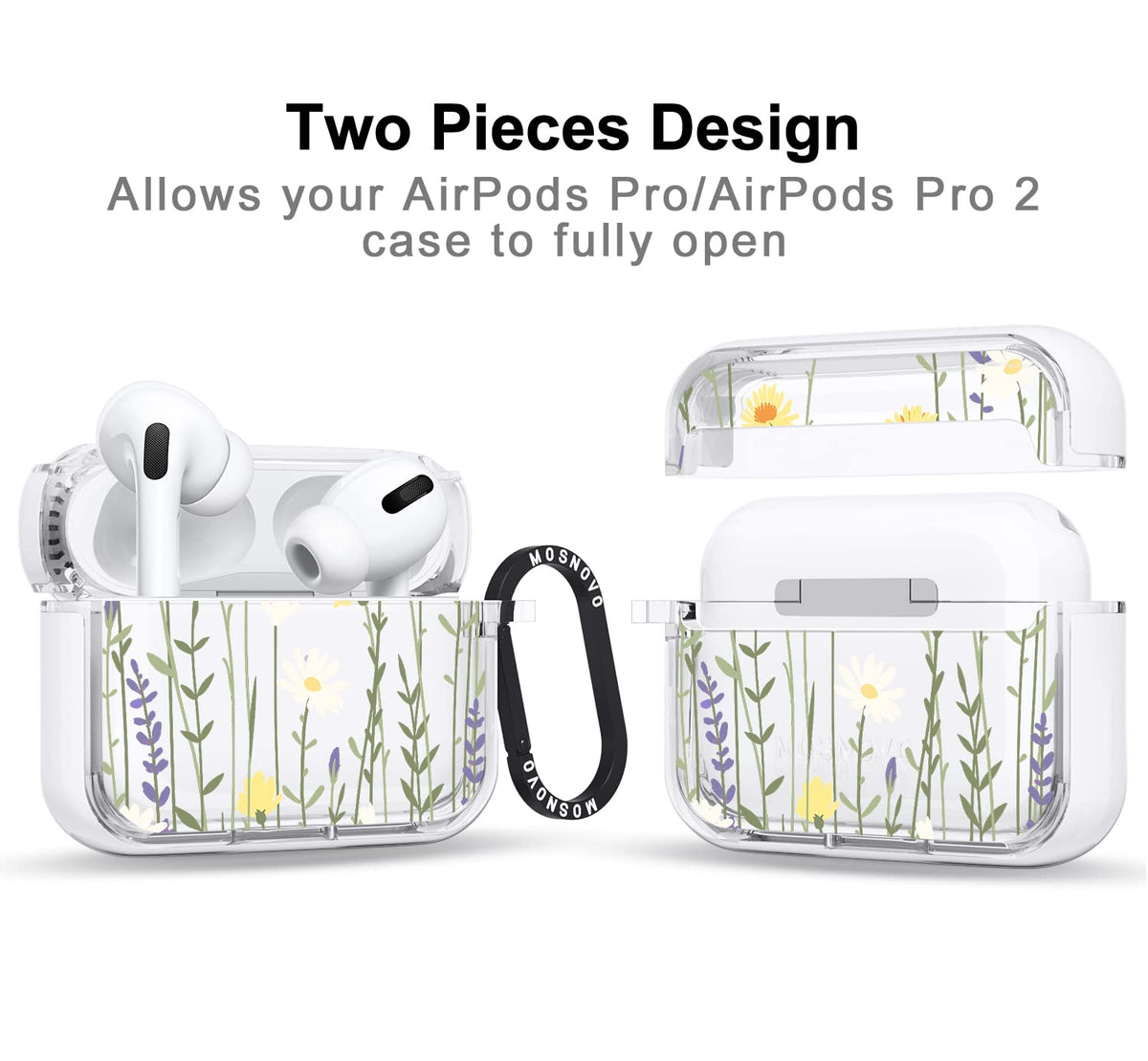 MOSNOVO AirPods Pro case, side profile, slim pocket-friendly silhouette