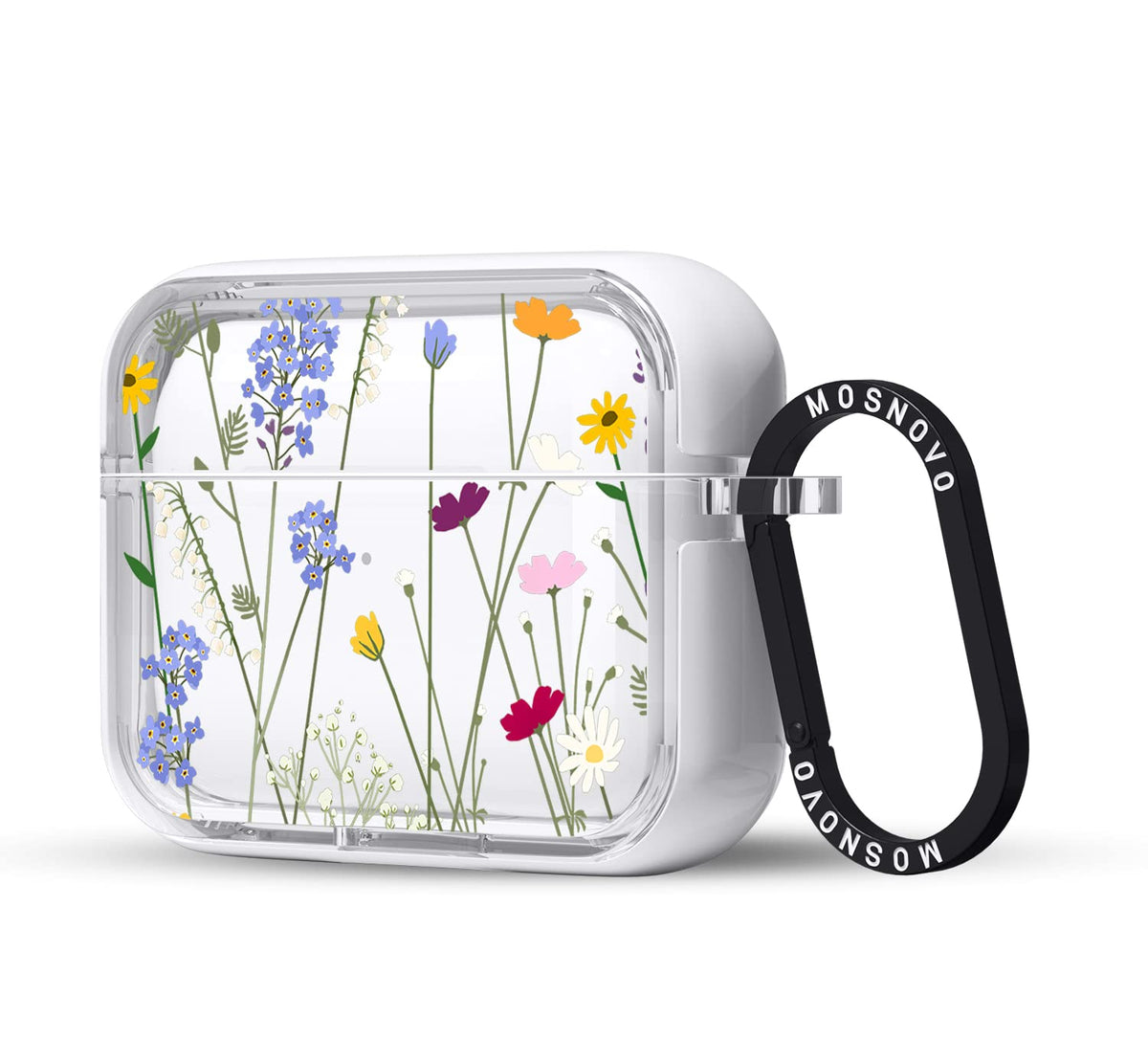 MOSNOVO AirPods Pro clear floral garden case showing vibrant design and protection