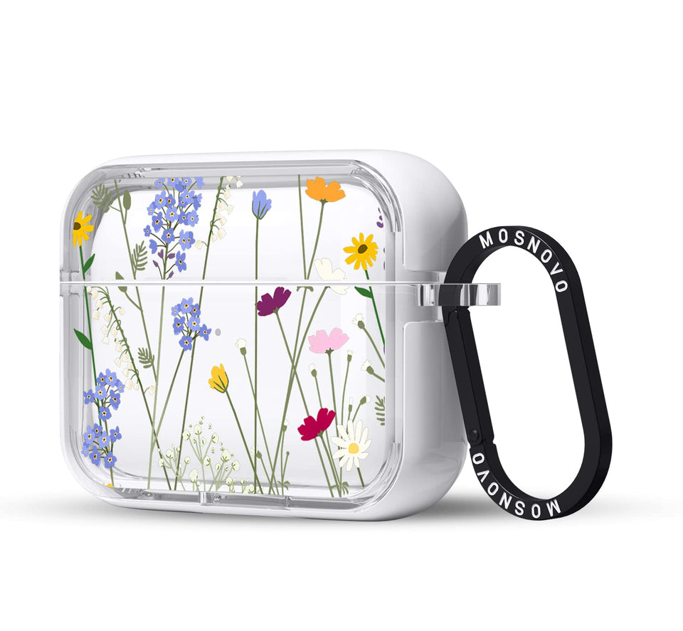 MOSNOVO AirPods Pro clear floral garden case showing vibrant design and protection