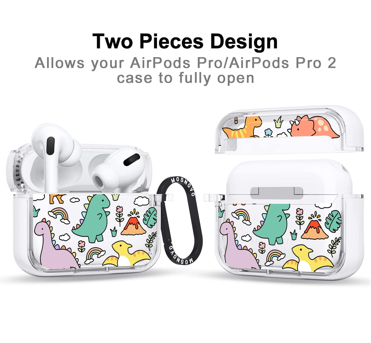 MOSNOVO AirPods Pro side view highlighting the shockproof dual-layer defense.