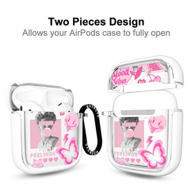 MOSNOVO AirPods case Pink Culture - back view highlighting dual-layer protection.