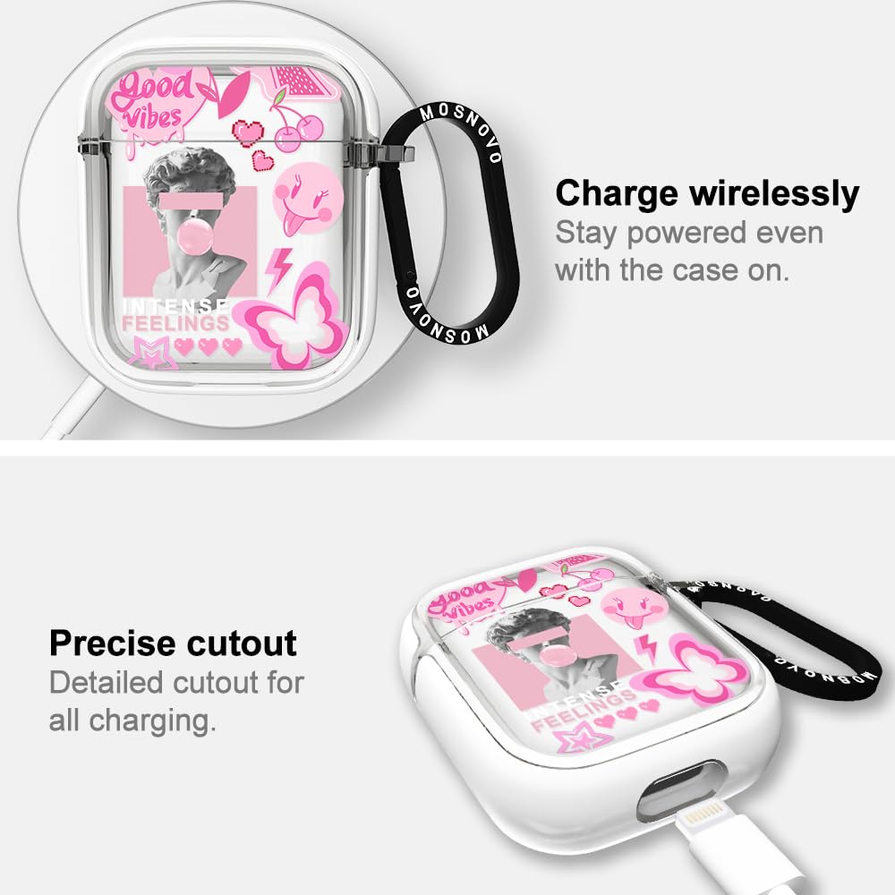 MOSNOVO AirPods case Pink Culture wireless charging compatible design.
