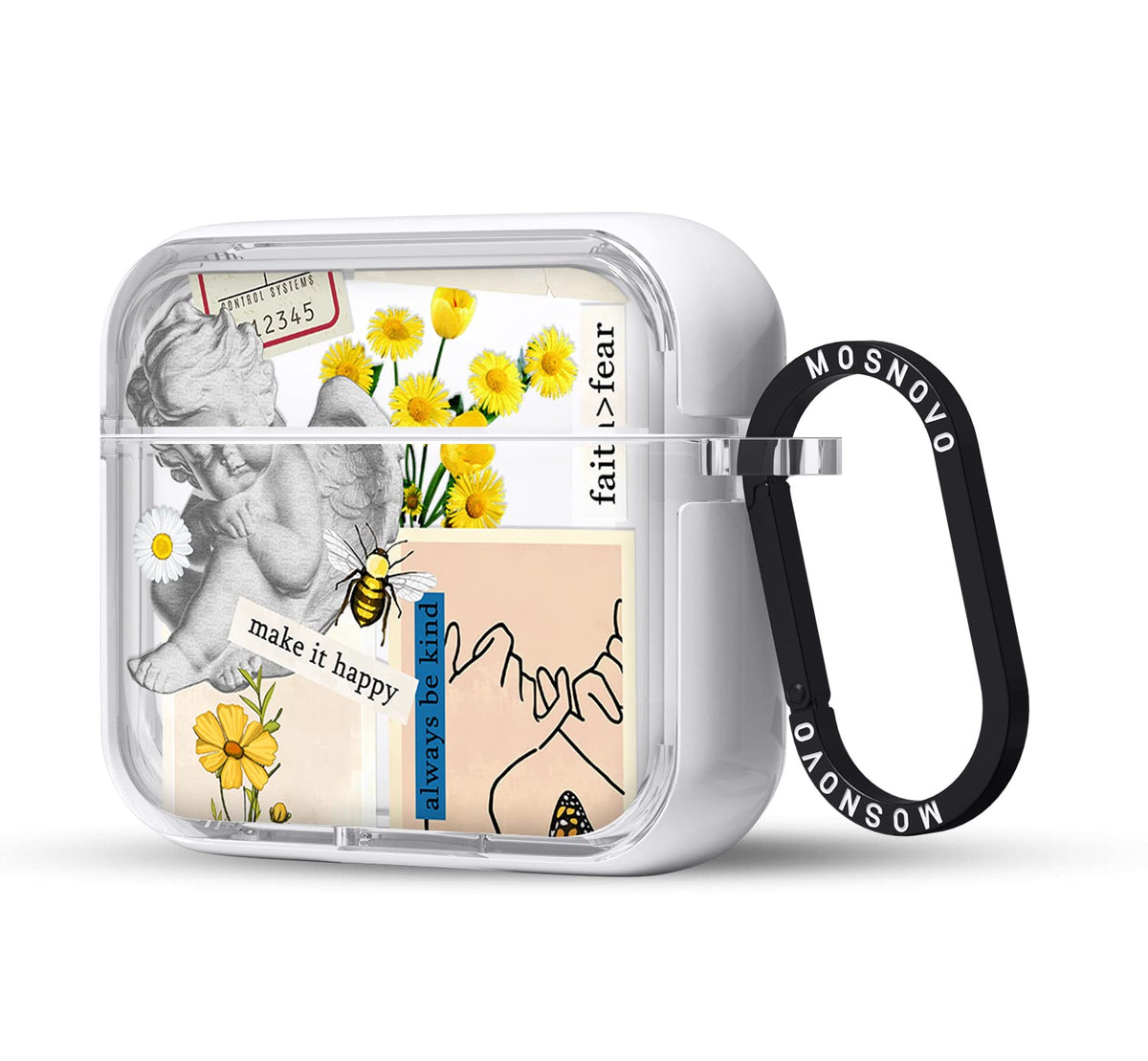 MOSNOVO AirPods 3 case in clear dual-layer shell offering durable protection.