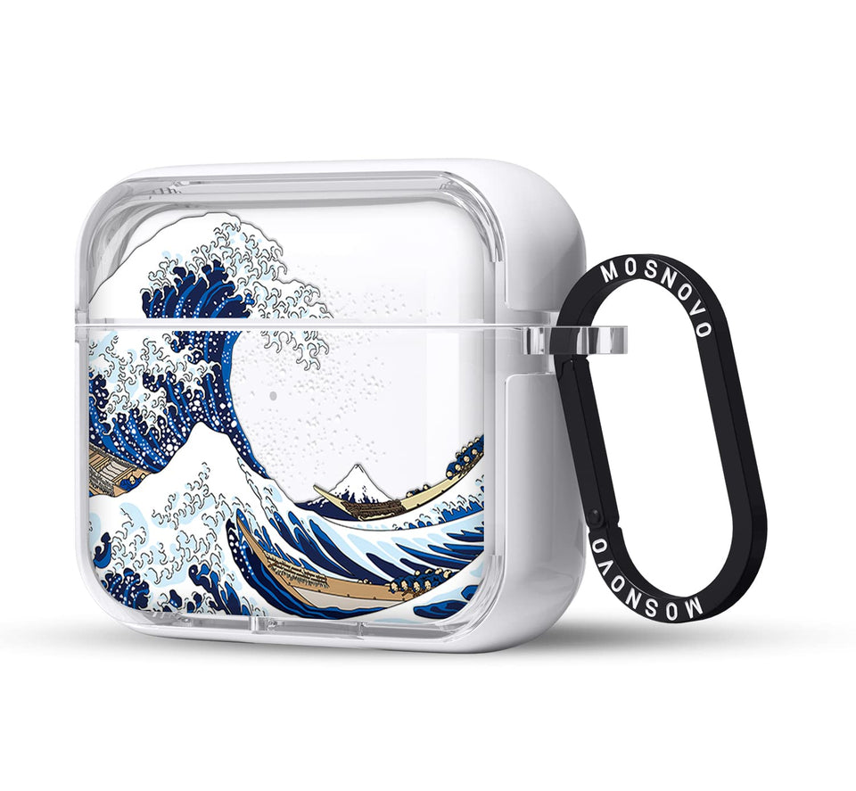 MOSNOVO AirPods 3rd Great Wave front view shows clear protective shell