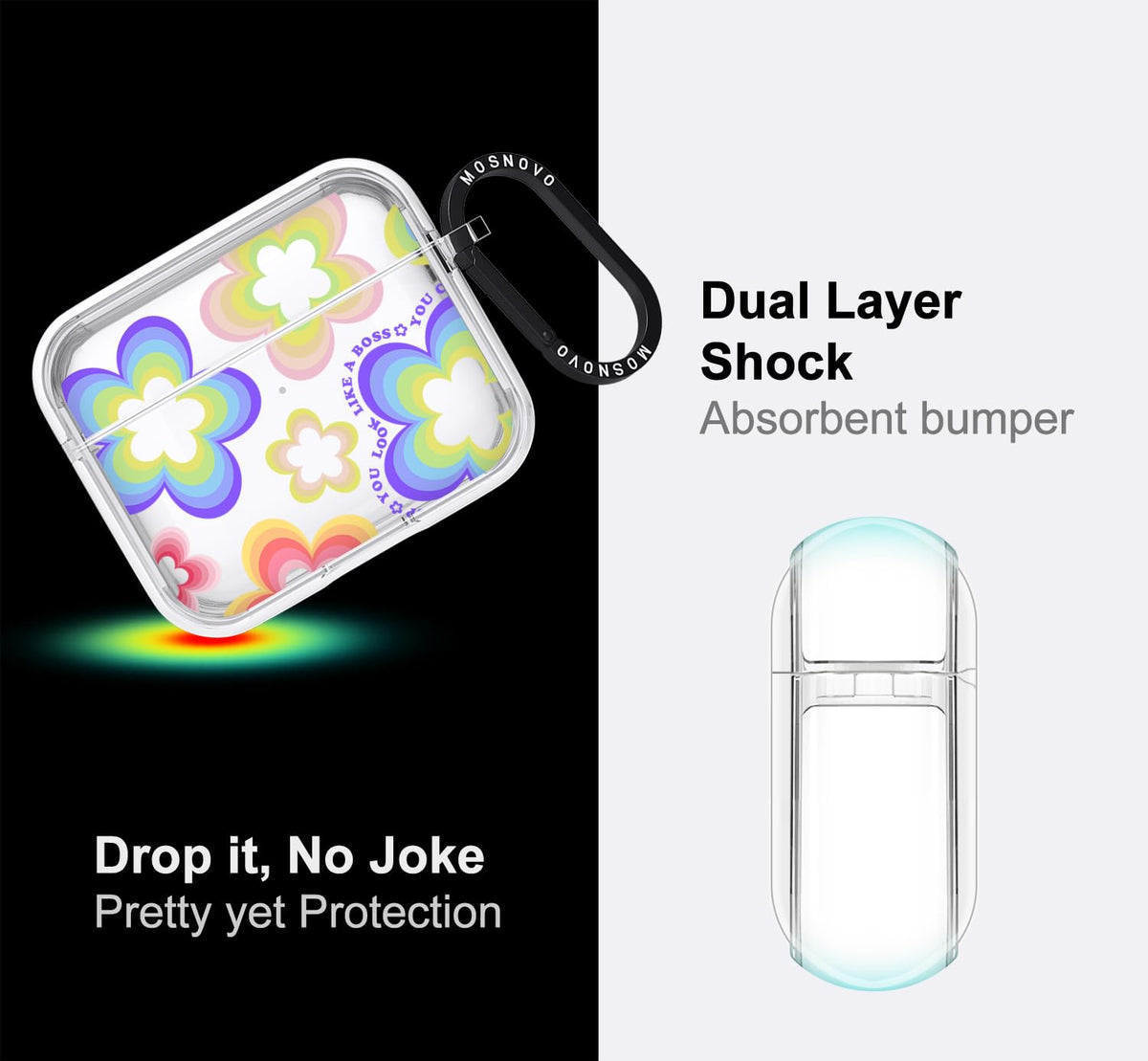 MOSNOVO AirPods 3 clear case resists yellowing for lasting clarity.