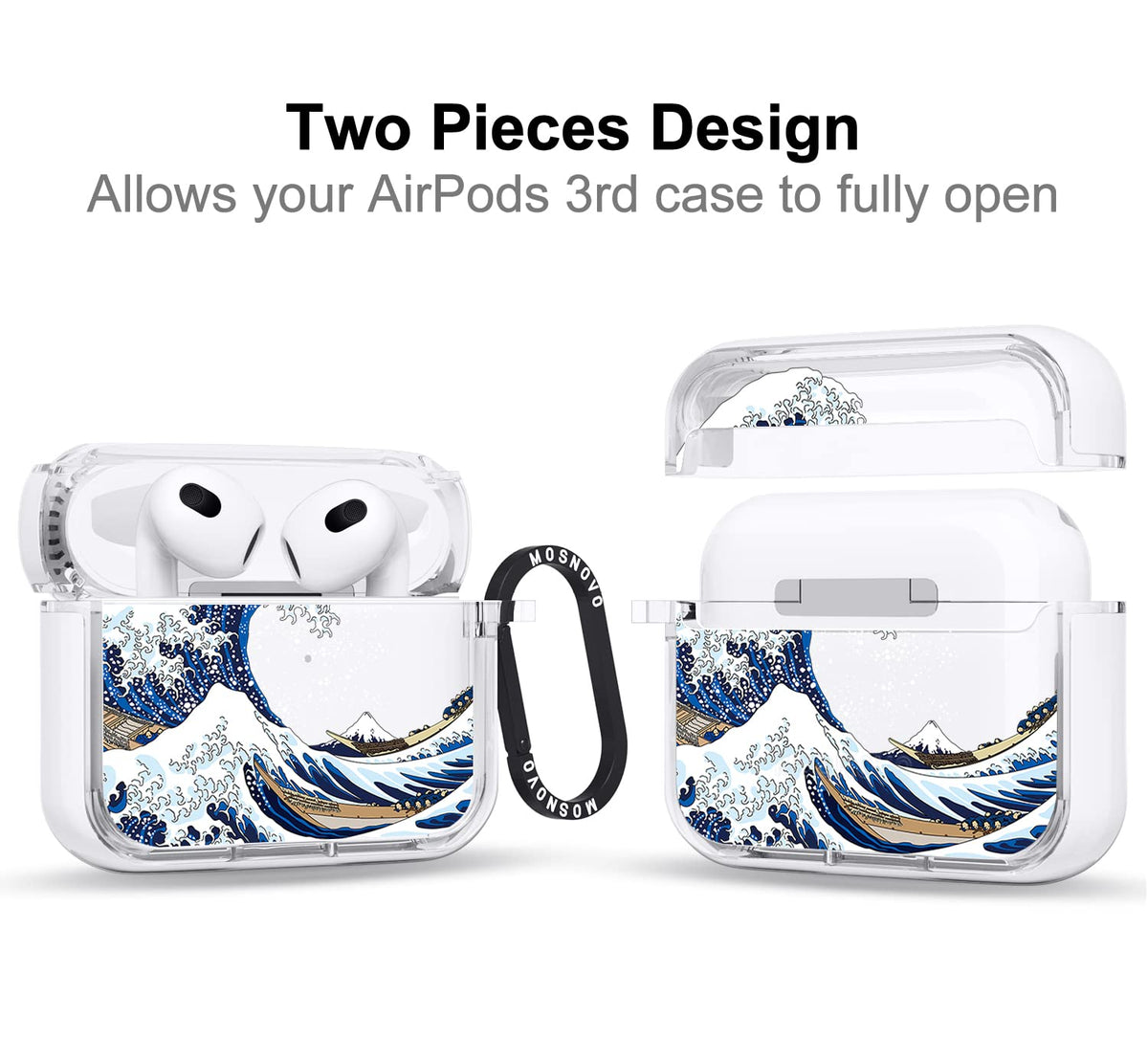 MOSNOVO AirPods 3rd dual-layer back view demonstrates shockproof protection